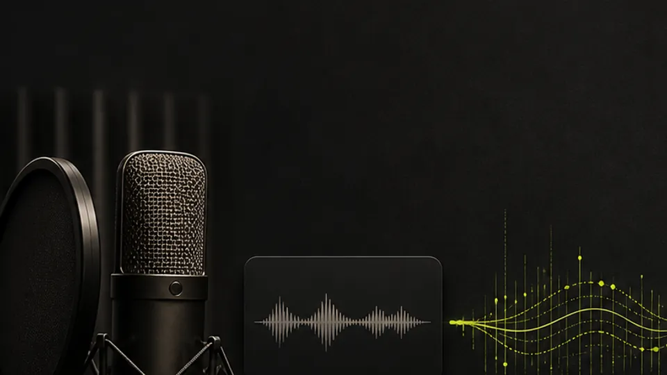 A microphone and short source waveform used for the voice sample