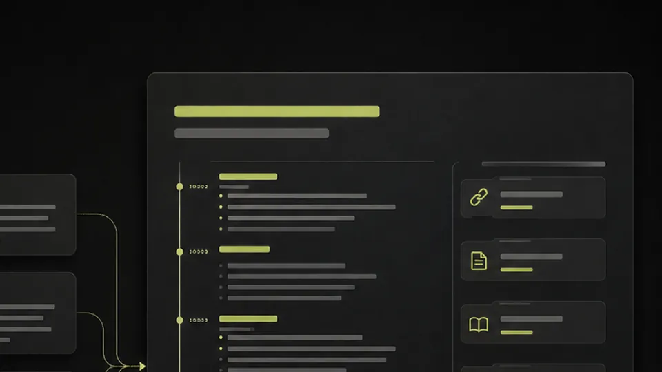 Structured show notes with linked references and a visual topic map